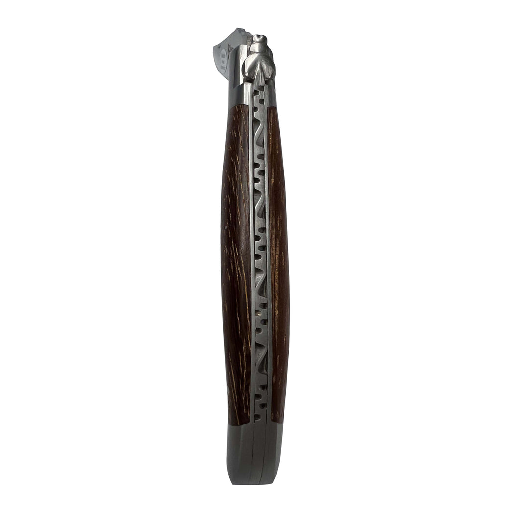 Laguiole en Aubrac Handcrafted Plated Multipurpose Knife, Iron Wood Handle, 4.75-Inches - LaguioleEnAubracShop