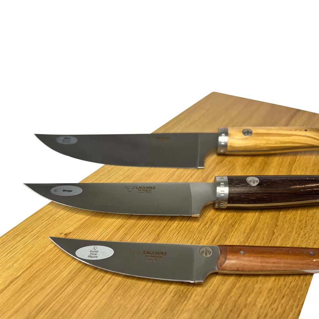 Laguiole en Aubrac Handcrafted 3-Piece Kitchen Knife Set with Mixed Wood Handles - LaguioleEnAubracShop