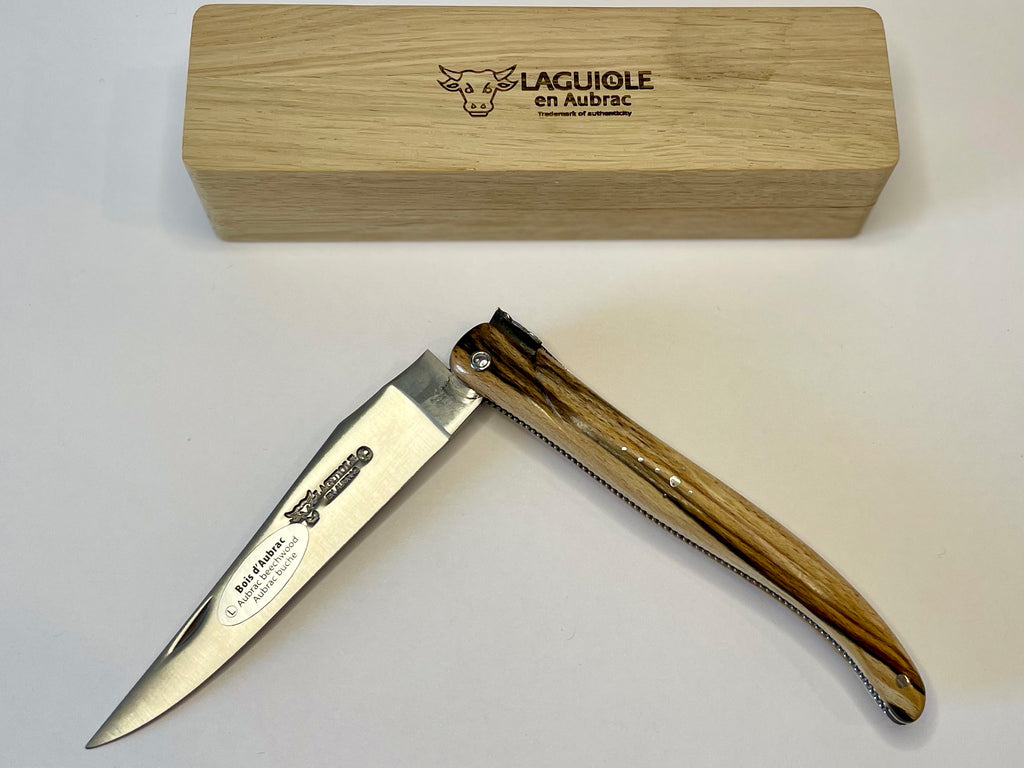 Laguiole en Aubrac Handcrafted Double Plated Multipurpose Knife, Aubrac Wood Handle, 4-inches - LaguioleEnAubracShop