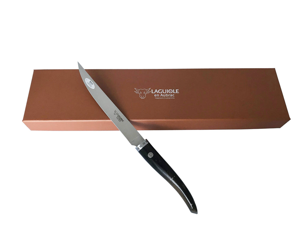 Laguiole en Aubrac Handcrafted  Cuisine Gourmet Fillet Knife with Ebony Wood Handle, 7-in - LaguioleEnAubracShop