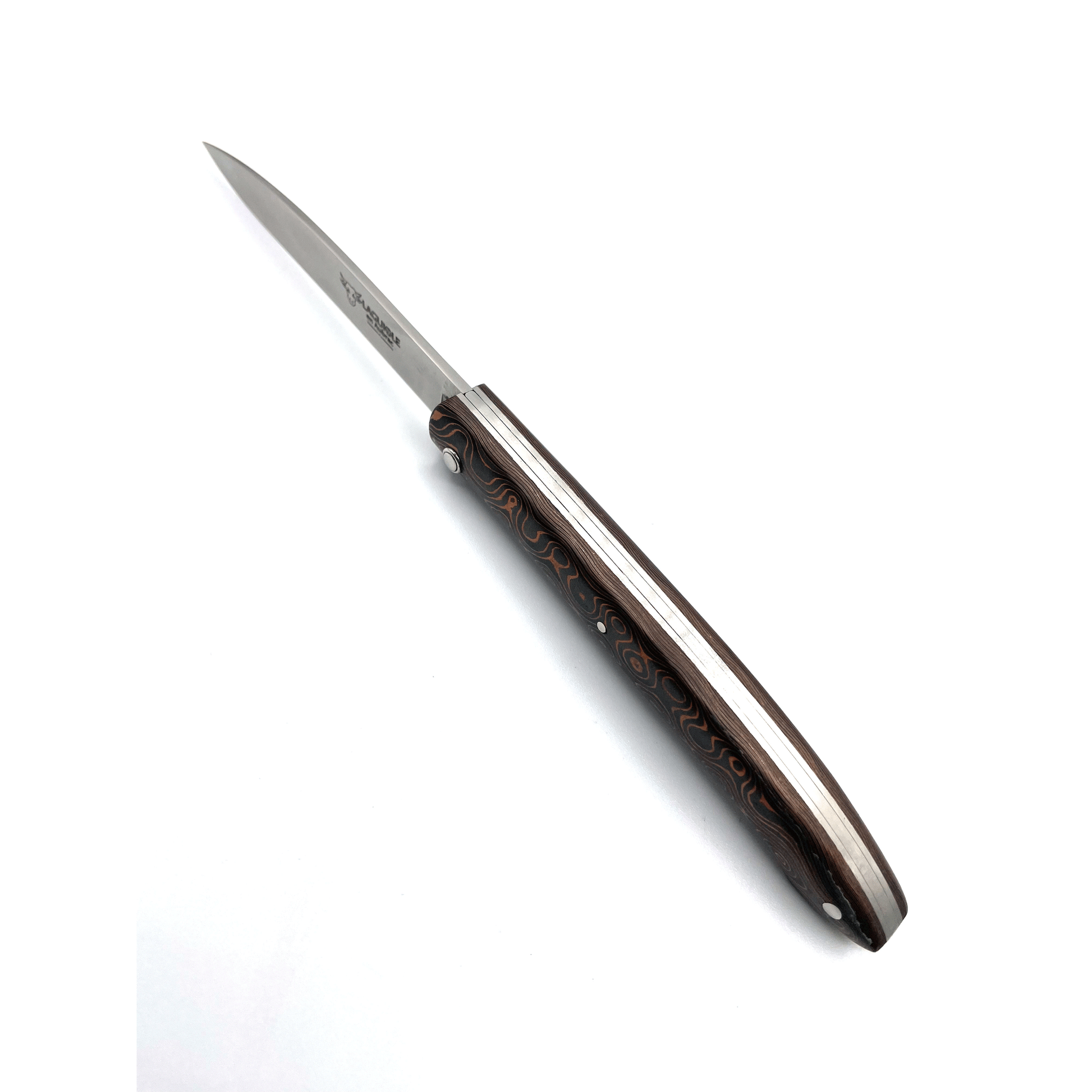 Laguiole en Aubrac Handcrafted Multipurpose Knife, Full Carbon Fiber & Bronze Handle, 3-inches