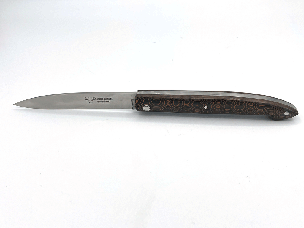 Laguiole en Aubrac Handcrafted Multipurpose Knife, Full Carbon Fiber & Bronze Handle, 3-inches - LaguioleEnAubracShop