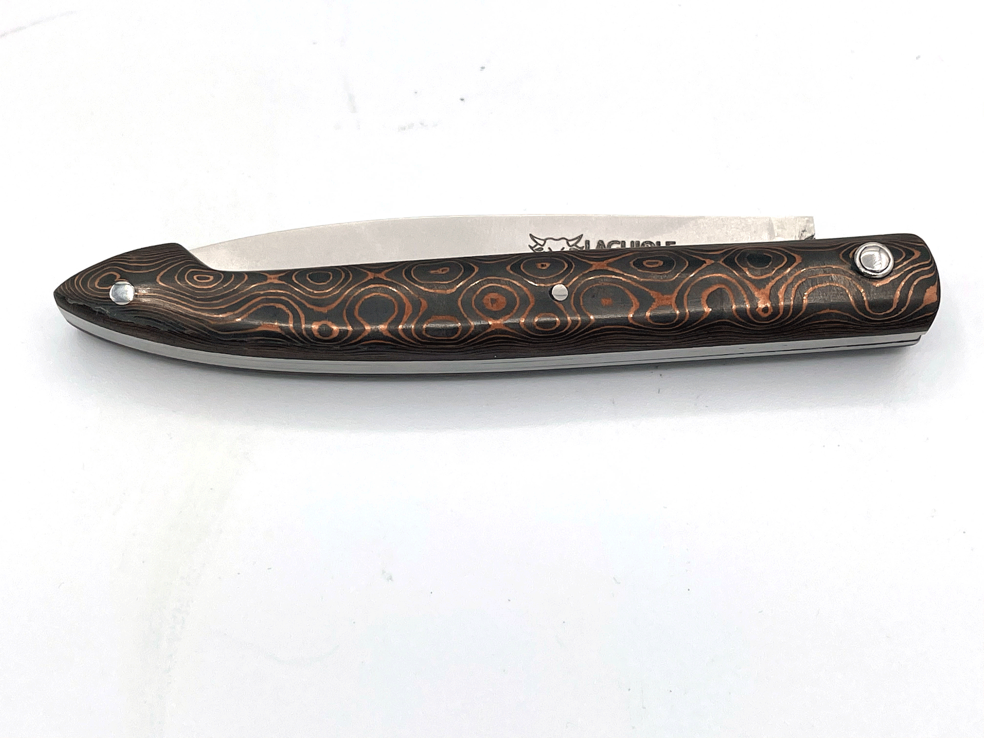 Laguiole en Aubrac Handcrafted Multipurpose Knife, Full Carbon Fiber & Bronze Handle, 3-inches