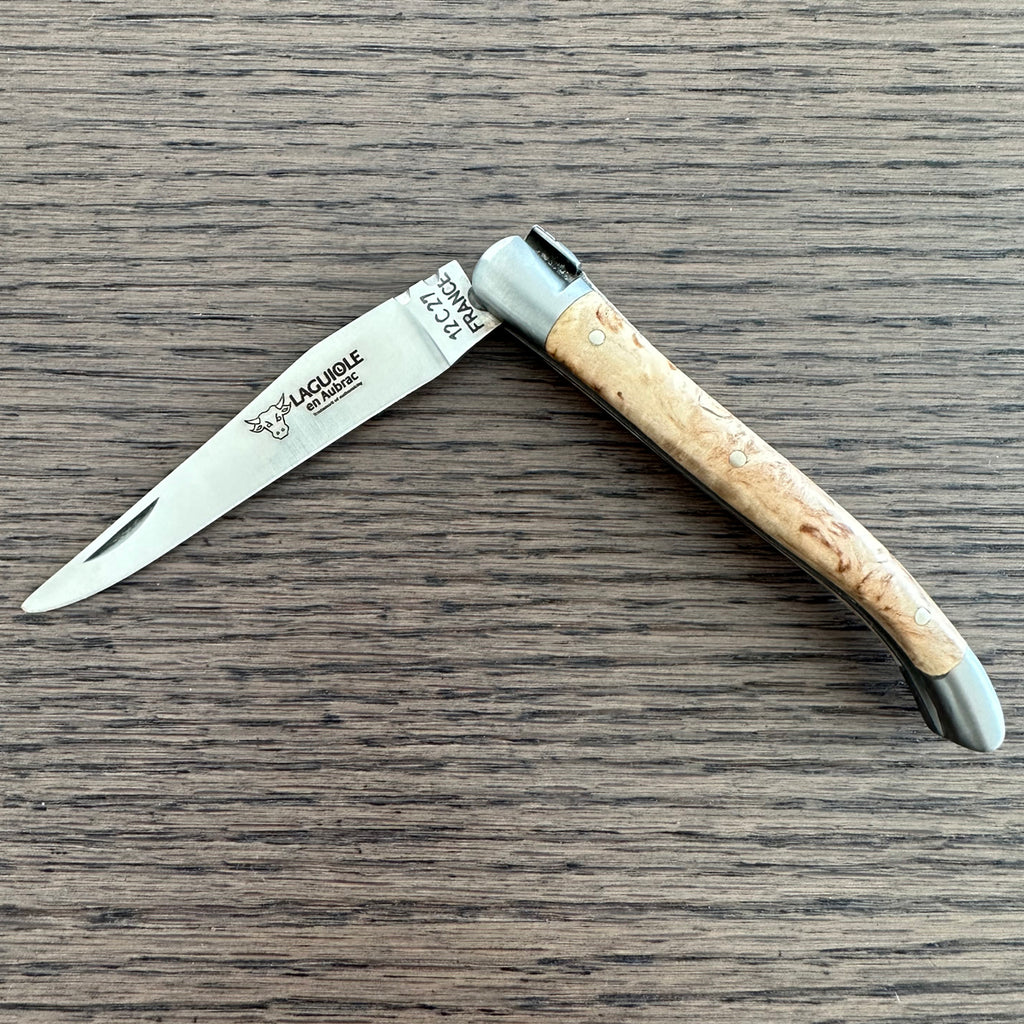 Laguiole en Aubrac Handcrafted Plated Multipurpose Knife, Birchwood Handle, 3.5-Inches - LaguioleEnAubracShop