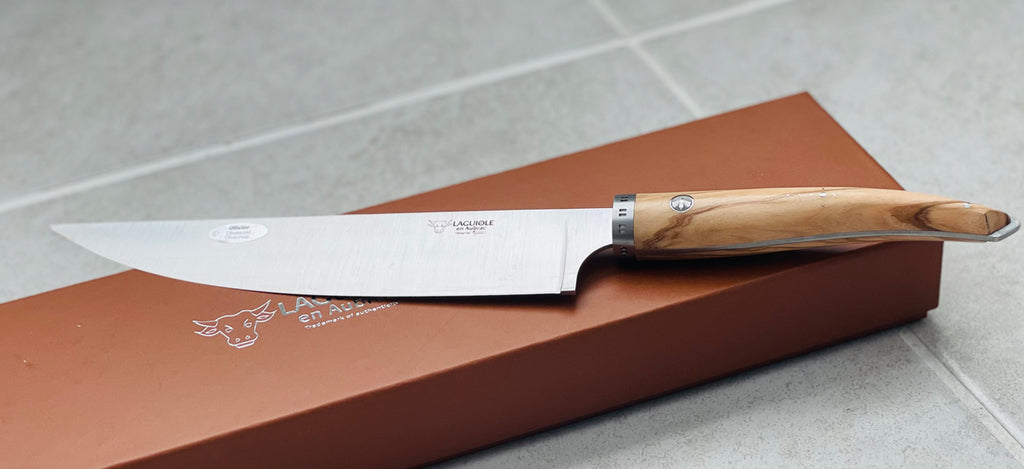 Laguiole en Aubrac Handcrafted Cuisine Gourmet Chef's Knife With Olive Wood Handle, 8-Inches - LaguioleEnAubracShop