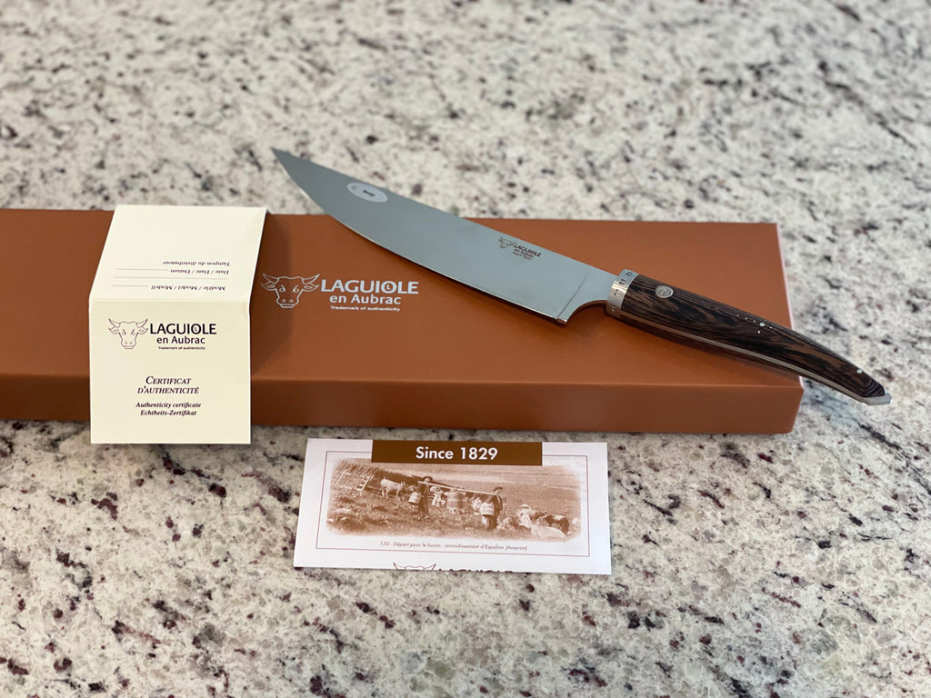 Laguiole en Aubrac Handcrafted Cuisine Gourmet Chef's Knife With Wenge Wood Handle, 8-Inches - LaguioleEnAubracShop