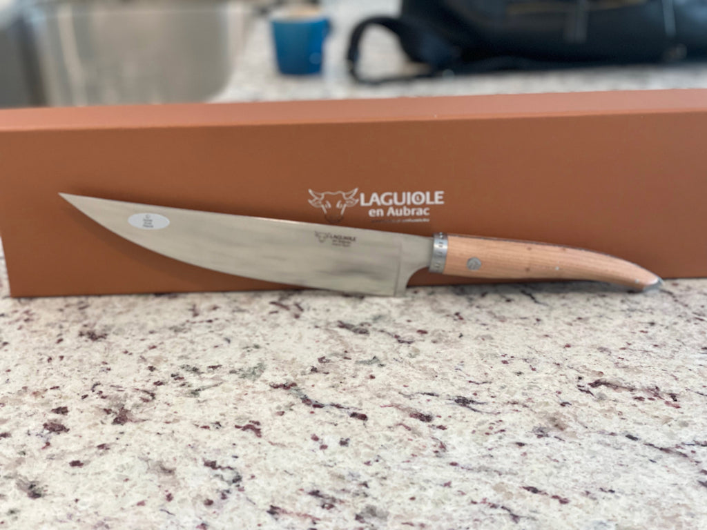 Laguiole en Aubrac Handcrafted Cuisine Gourmet Chef's Knife With Prune Wood Handle, 8-Inches - LaguioleEnAubracShop
