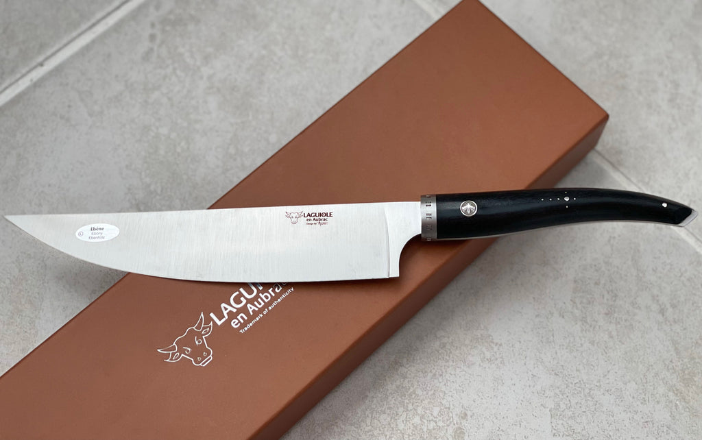 Laguiole en Aubrac Handcrafted Cuisine Gourmet Chef's Knife With Ebony Wood Handle, 8-Inches - LaguioleEnAubracShop