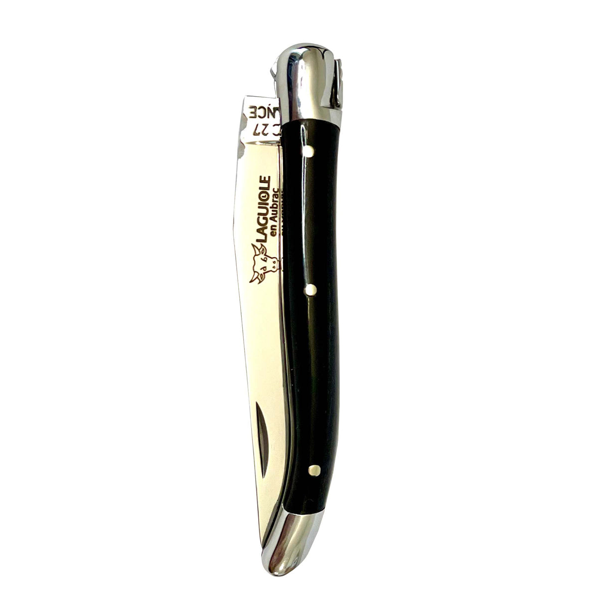 Laguiole en Aubrac Handcrafted Plated Multipurpose Knife, Buffalo Horn Handle, 3.5 inches