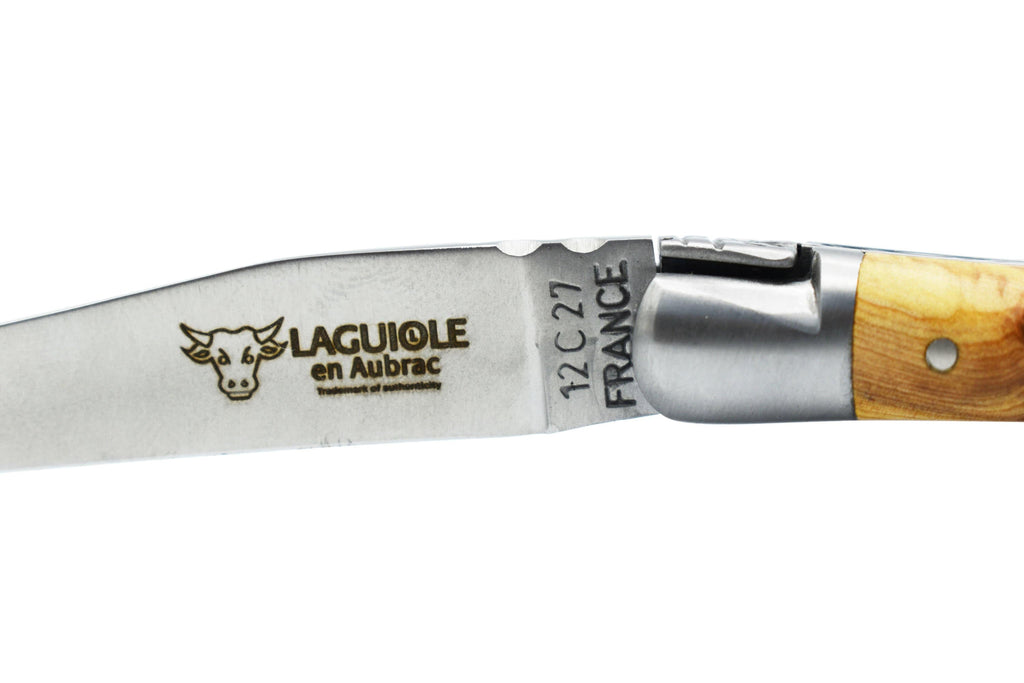 Laguiole en Aubrac Handcrafted Plated Multipurpose Knife, Juniper Handle, 3.5 inches - LaguioleEnAubracShop