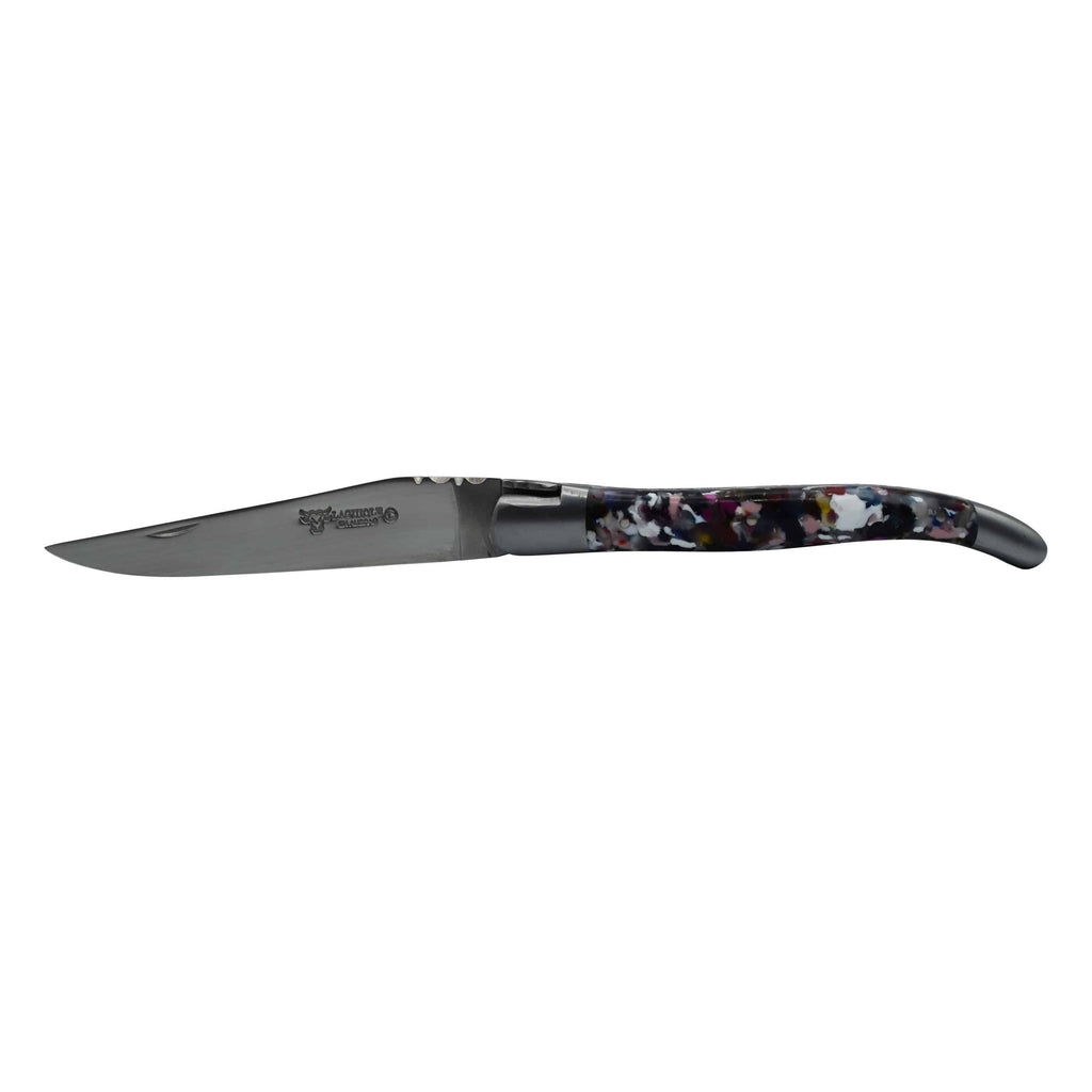 Laguiole en Aubrac Handcrafted Plated Multipurpose Knife, Arlequin Handle, 4.75 inches - LaguioleEnAubracShop