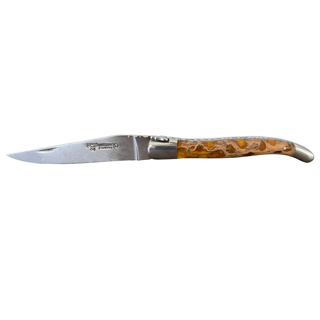 Laguiole en Aubrac Handcrafted Multipurpose Knife With Cactus Amber Handle, 4.75-Inches - LaguioleEnAubracShop