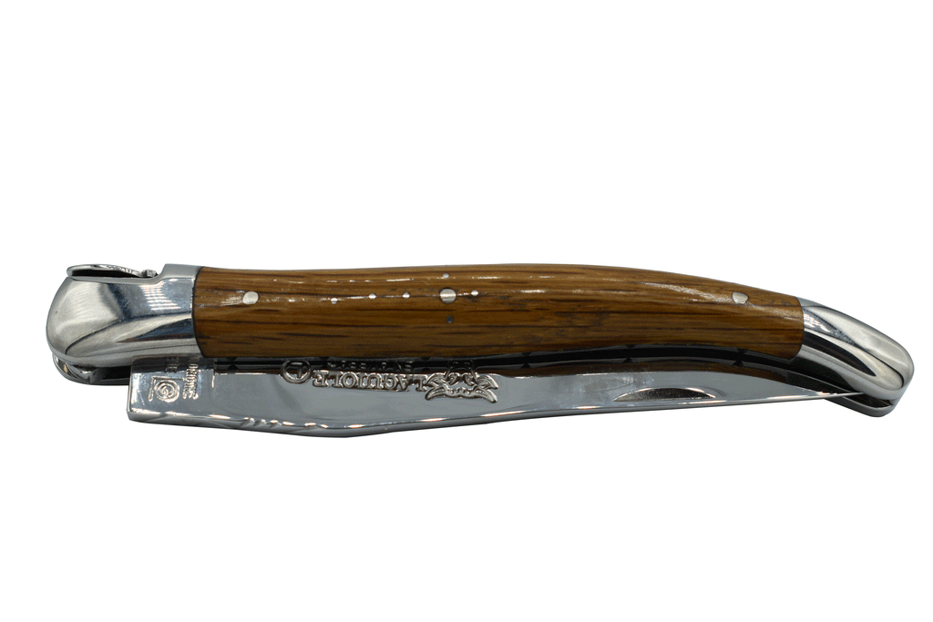 Laguiole en Aubrac Handcrafted Limited Edition Multipurpose Shiny Knife, Oak Handle & Oak's Leaf's Bee, 4.75 inches - LaguioleEnAubracShop