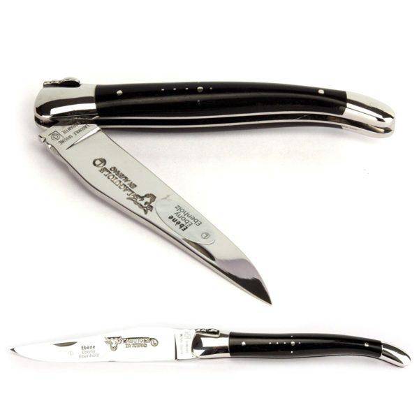Laguiole en Aubrac Handcrafted Plated Multipurpose Knife, Ebony Wood Handle, 4.75 inches - LaguioleEnAubracShop