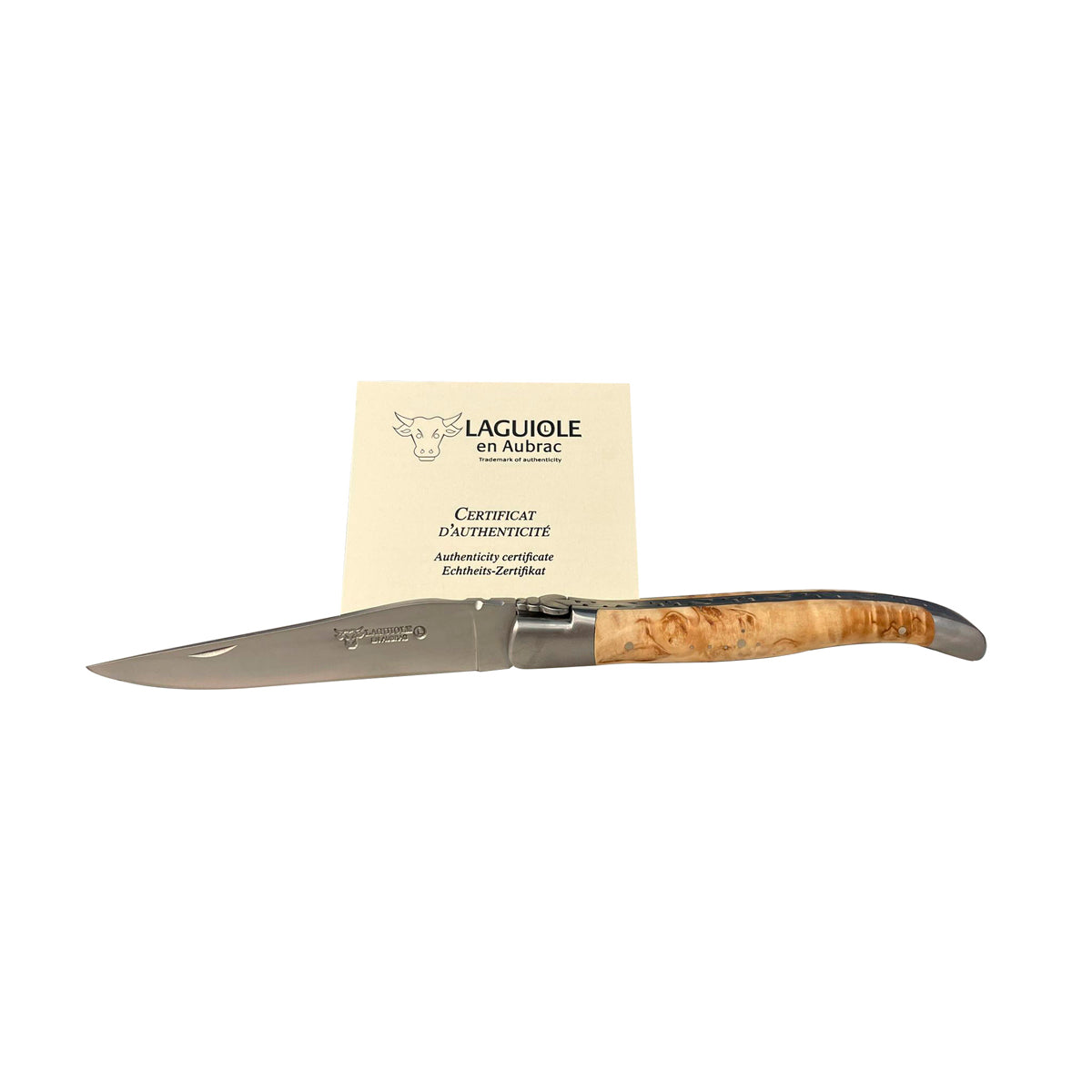 Laguiole en Aubrac Handcrafted Plated Multipurpose Knife With Birchwood Handle, 4.75-Inches - LaguioleEnAubracShop