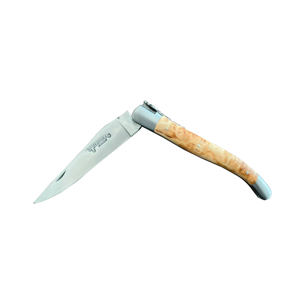 Laguiole en Aubrac Handcrafted Plated Multipurpose Knife With Birchwood Handle, 4.75-Inches - LaguioleEnAubracShop