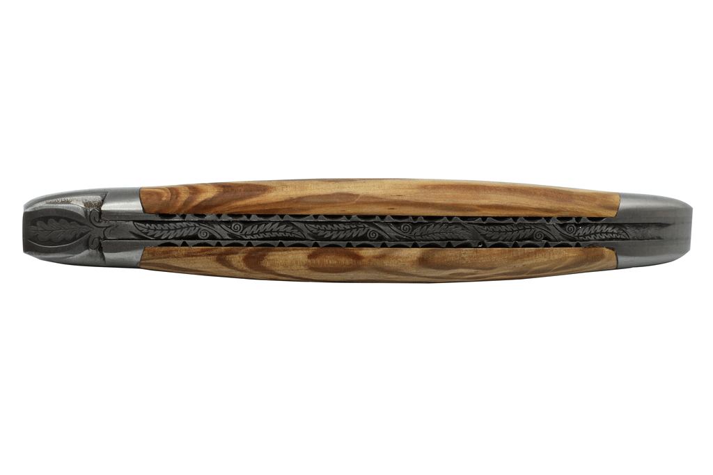 Laguiole en Aubrac Handcrafted Limited Edition Multipurpose Brushed Knife, Oak Handle & Oak's Leaf's Bee, 4.75 inches - LaguioleEnAubracShop