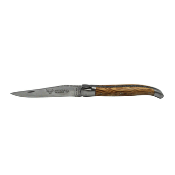 Laguiole en Aubrac Handcrafted Limited Edition Multipurpose Knife, Brushed Bolsters, Oak Handle & Oak's Leaf's Bee, 4.75 inches - LaguioleEnAubracShop