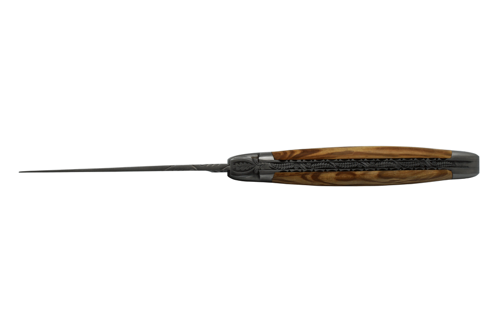 Laguiole en Aubrac Handcrafted Limited Edition Multipurpose Brushed Knife, Oak Handle & Oak's Leaf's Bee, 4.75 inches - LaguioleEnAubracShop