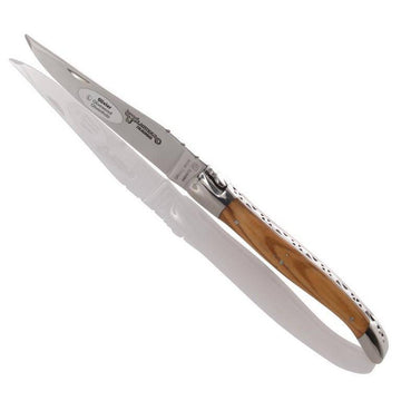 Laguiole en Aubrac Handcrafted Plated Multipurpose Knife, Olivewood Handle, 4.75 inches - LaguioleEnAubracShop