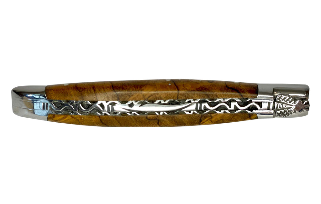 Laguiole en Aubrac Handcrafted Double Plated Multipurpose Knife with Teak Wood Handle, 4.75-Inches - LaguioleEnAubracShop