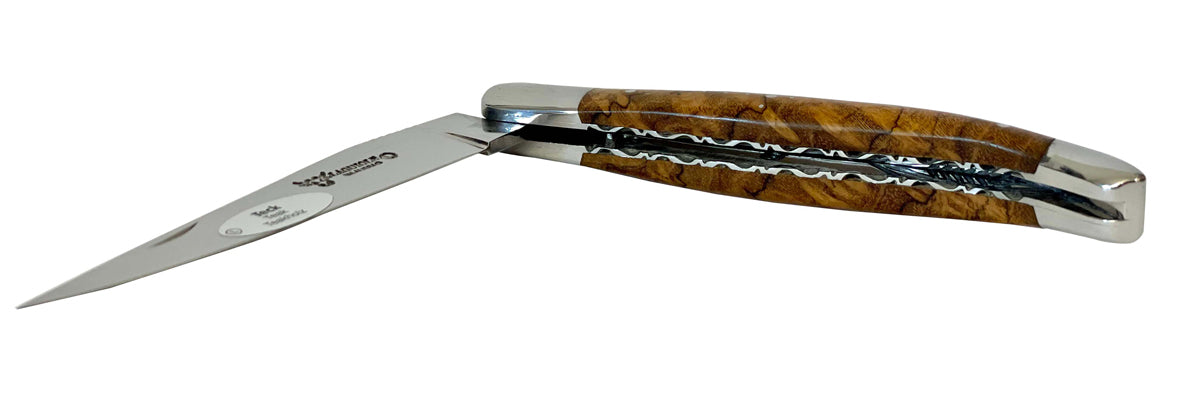 Laguiole en Aubrac Handcrafted Double Plated Multipurpose Knife with Teak Wood Handle, 4.75-Inches - LaguioleEnAubracShop