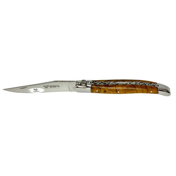 Laguiole en Aubrac Handcrafted Double Plated Multipurpose Knife with Teak Wood Handle, 4.75-Inches - LaguioleEnAubracShop