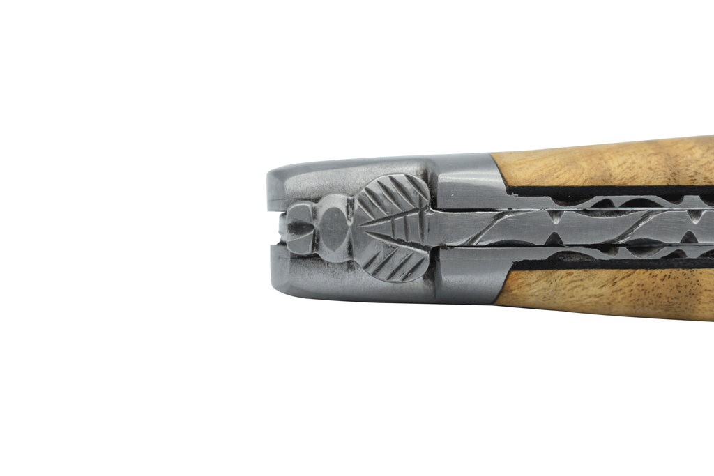 Laguiole en Aubrac Handcrafted Double Plated Multipurpose Knife, Poplar Burl Wood Handle, 4.75 inches - LaguioleEnAubracShop