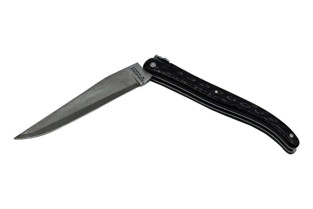 Laguiole en Aubrac Handcrafted Plated Damascus Limited Edition Multipurpose Knife, Full Textured Buffalo Horn Handle, 4.75 inches - LaguioleEnAubracShop