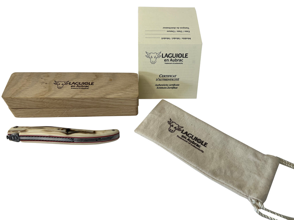 Laguiole en Aubrac Limited Edition Handcrafted Double Plated Multipurpose Knife With Mammoth Ivory Handle, 4.75-Inches - LaguioleEnAubracShop
