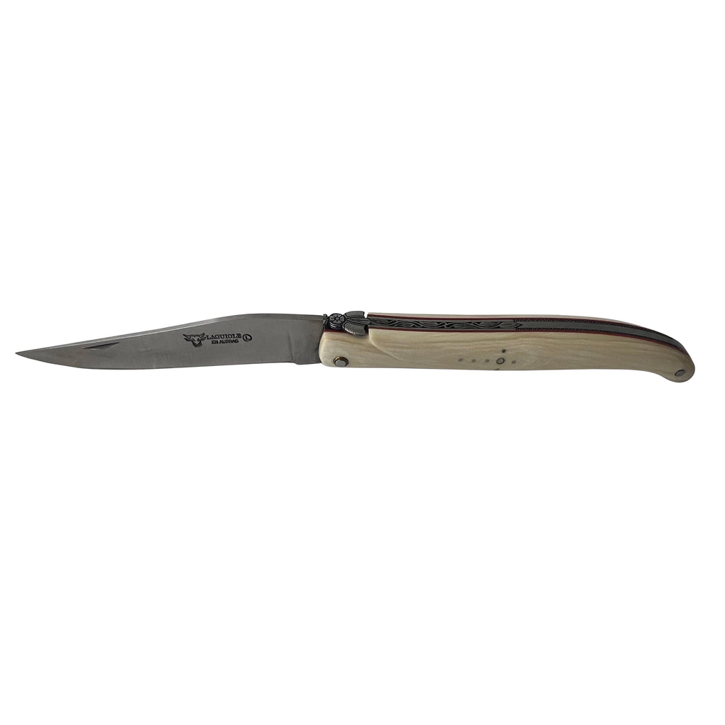 Laguiole en Aubrac Limited Edition Handcrafted Double Plated Multipurpose Knife With Mammoth Ivory Handle, 4.75-Inches - LaguioleEnAubracShop