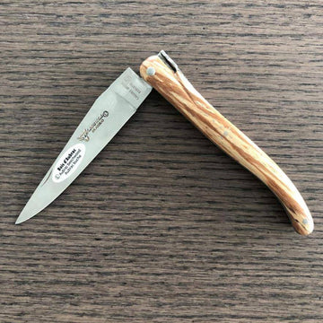 Laguiole en Aubrac Handcrafted Plated Multipurpose Knife, Full Aubrac Wood Handle, 4.75 inches - LaguioleEnAubracShop
