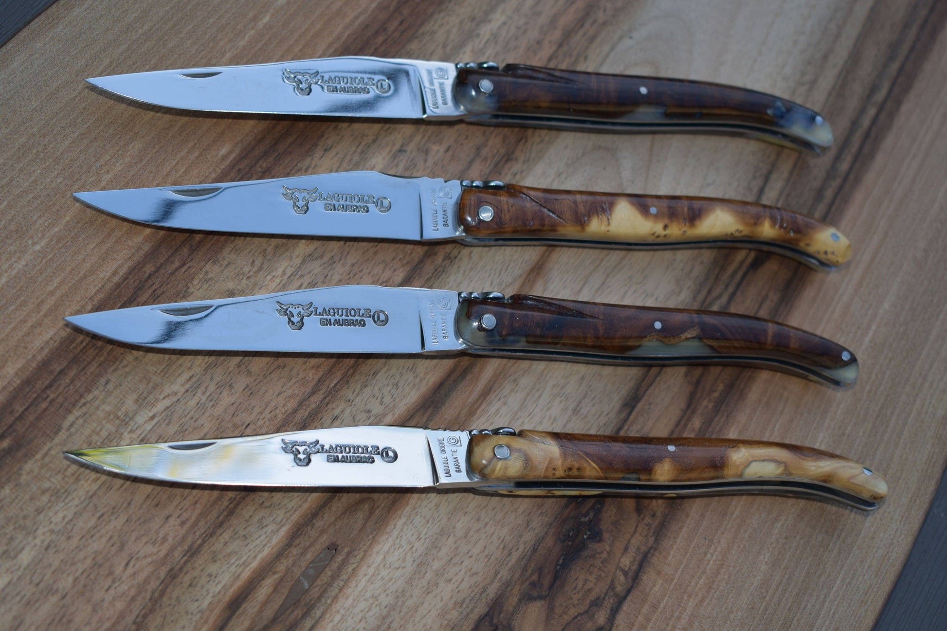 Laguiole en Aubrac Handcrafted Plated Limited Edition Multipurpose Knife, Full Galaxy Root Brown & Cream Handle, 4.75 inches - LaguioleEnAubracShop