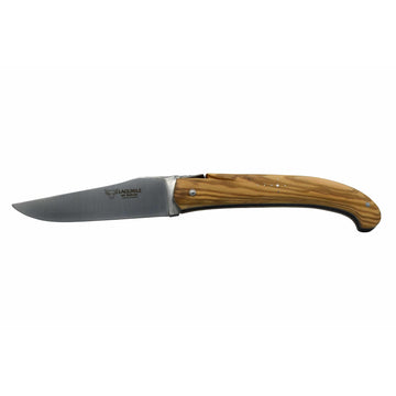 Laguiole en Aubrac ‘The Trapper’ Handmade Luxury Folding Pocket Knife, 5.5-in / 14cm, Olivewood Handle - LaguioleEnAubracShop