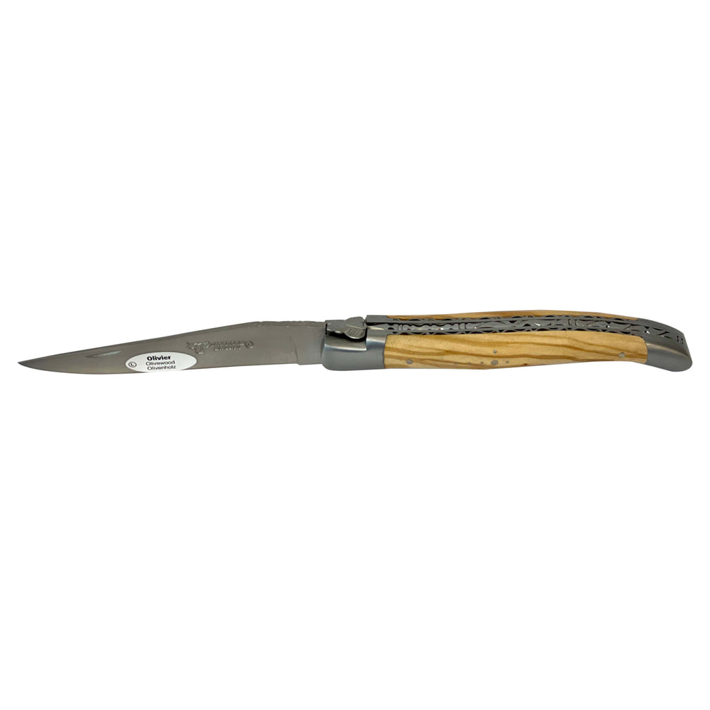 Laguiole en Aubrac Handcrafted Double Plated Multipurpose Knife with Olivewood Handle, 4.75-Inches - LaguioleEnAubracShop