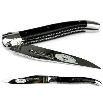 Laguiole en Aubrac Handcrafted Double Plated Multipurpose Knife, Buffalo Crust Handle, 4.75 inches - LaguioleEnAubracShop