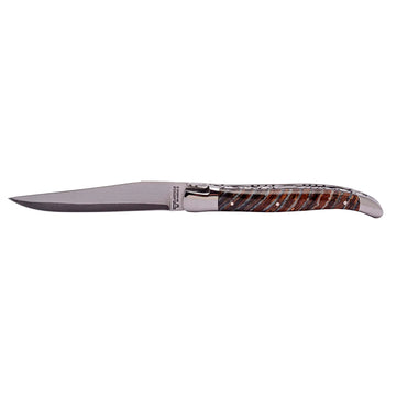 Laguiole en Aubrac Handcrafted Double Plated Multipurpose Knife with Light Brown Mollar Handle,  4.75-inches - LaguioleEnAubracShop