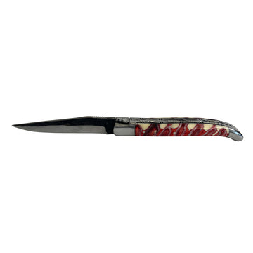 Laguiole en Aubrac Handcrafted Limited Edition Rough Forged Blade Double Plated Multipurpose Knife with Red Mollar Handle,  4.75-Inches - LaguioleEnAubracShop