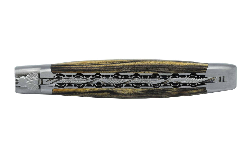 Laguiole en Aubrac Brushed Handcrafted Luxury Double Plated Multipurpose Knife with Royal Ebony Handle,  4.75-inches - LaguioleEnAubracShop