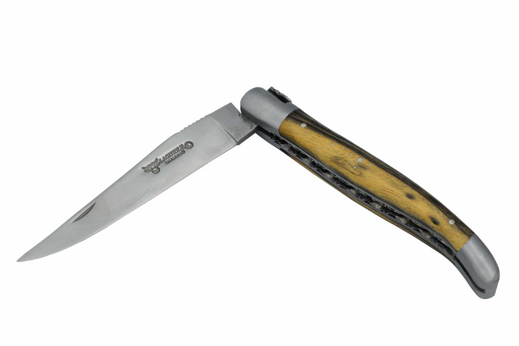 Laguiole en Aubrac Brushed Handcrafted Luxury Double Plated Multipurpose Knife with Royal Ebony Handle,  4.75-inches - LaguioleEnAubracShop