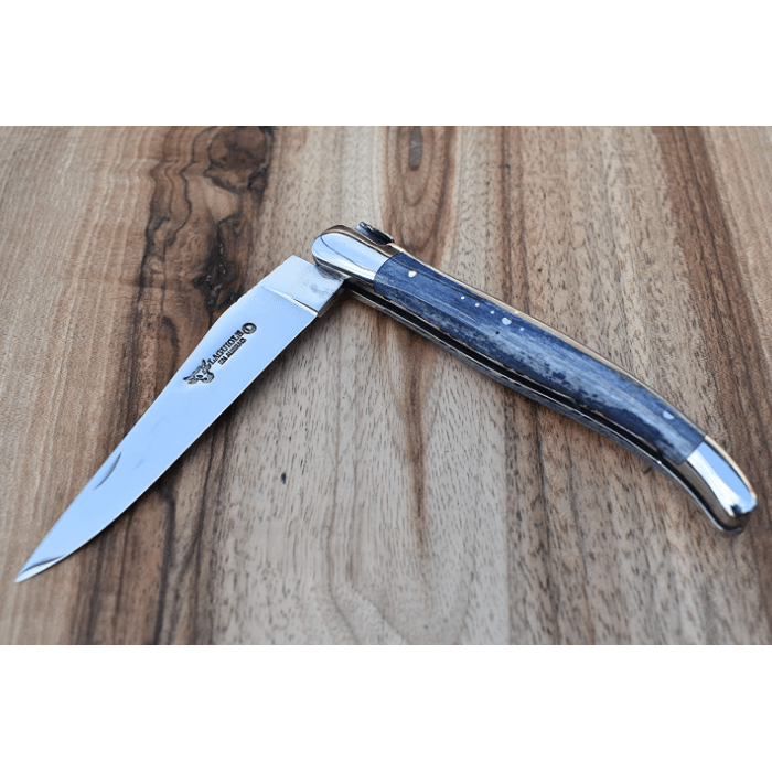 Laguiole en Aubrac Handmade Luxury Plated Multipurpose Knife with Blue Camel Bone Handle, 4.8-in - LaguioleEnAubracShop