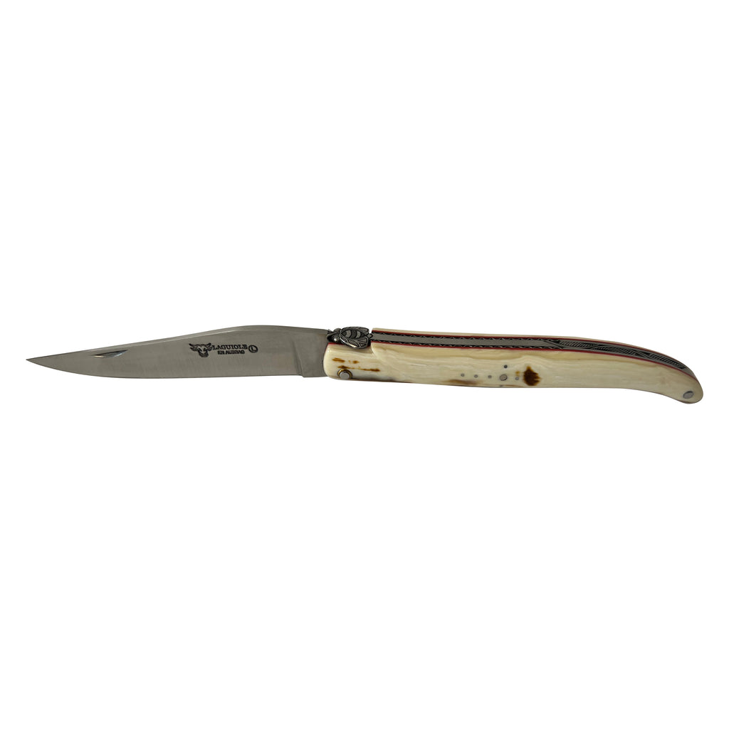 Laguiole en Aubrac Limited Edition Handcrafted Double Plated Multipurpose Knife With Mammoth Ivory Handle, 4.75-Inches - LaguioleEnAubracShop