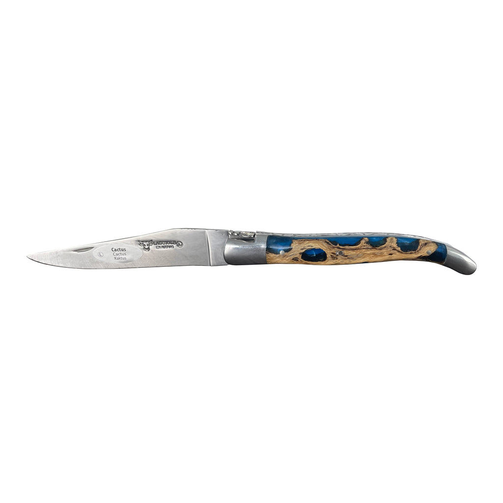 Laguiole en Aubrac Handcrafted Double Plated Multipurpose Knife With Cactus Blue Handle, 4.75-Inches - LaguioleEnAubracShop