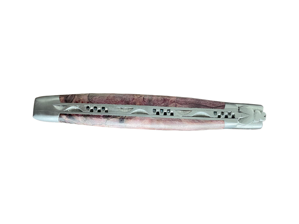 Laguiole en Aubrac Handcrafted Plated Multipurpose Knife, Purple Poplar Wood Handle, 4.75-Inches - LaguioleEnAubracShop