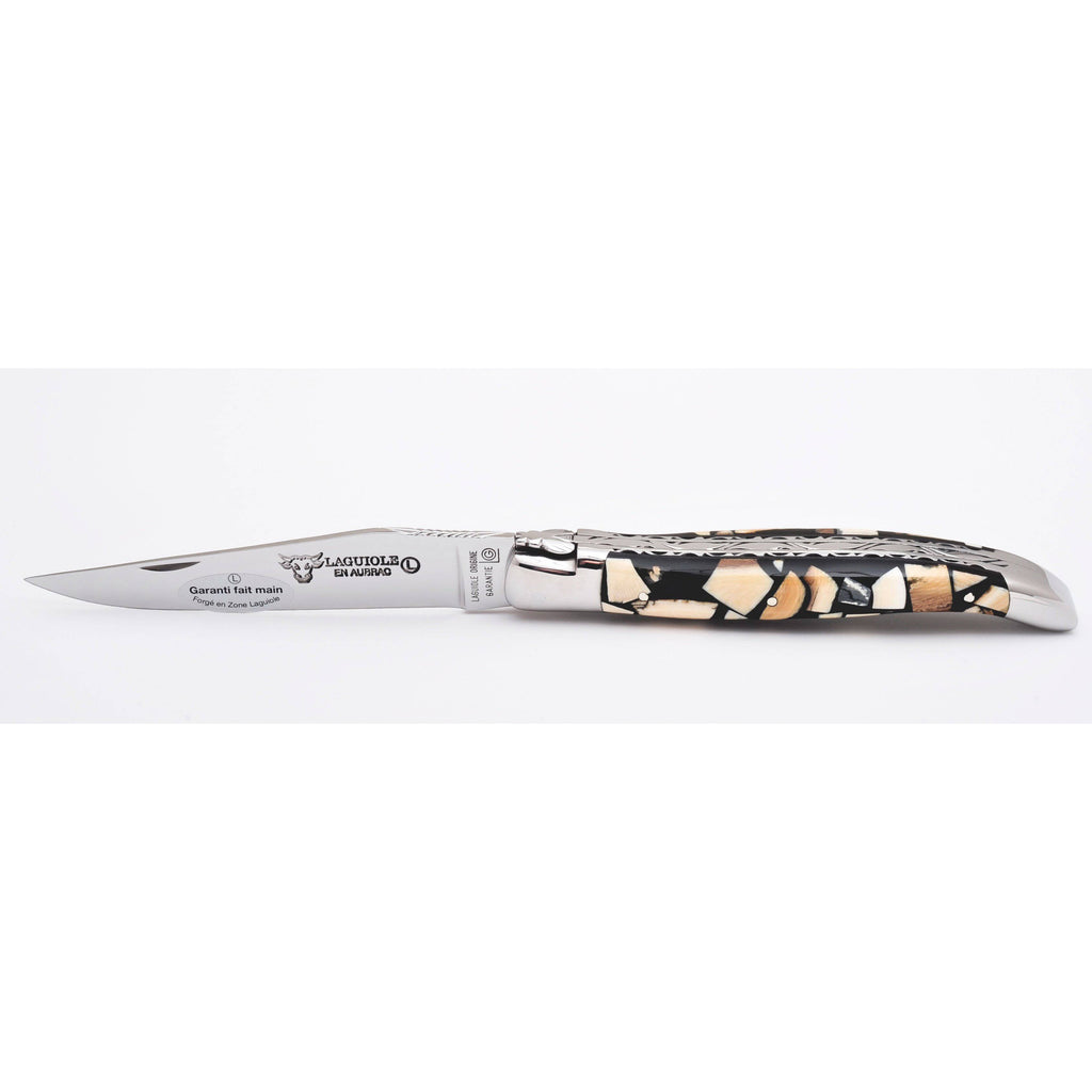 Laguiole en Aubrac Handcrafted Double Plated Multipurpose Knife, Nougatine Handle, 4.75 inches - LaguioleEnAubracShop
