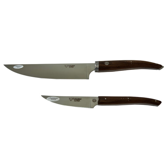 Laguiole en Aubrac Handcrafted 2-Piece Kitchen Knife Set with Morado Rosewood Handles - LaguioleEnAubracShop