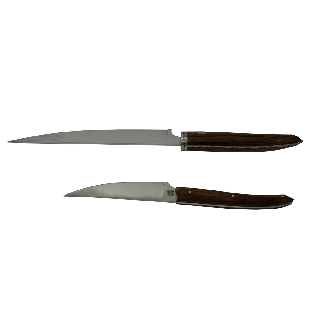 Laguiole en Aubrac Handcrafted 2-Piece Kitchen Knife Set with Morado Rosewood Handles - LaguioleEnAubracShop