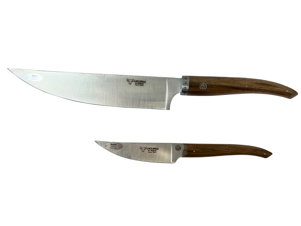Laguiole en Aubrac Handcrafted 2-Piece Kitchen Knife Set with Walnut Wood Handles - LaguioleEnAubracShop