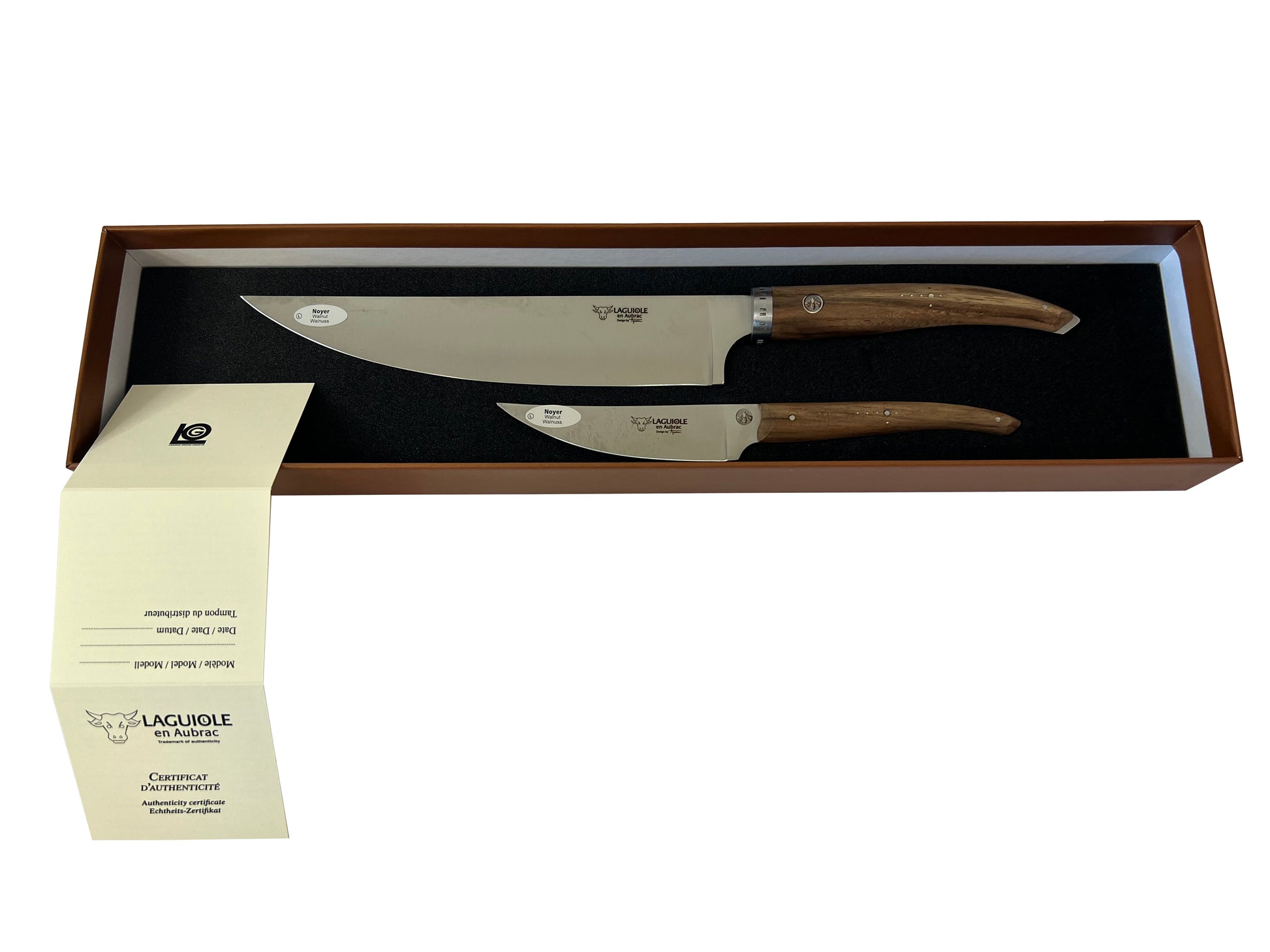 Laguiole en Aubrac Handcrafted 2-Piece Kitchen Knife Set with Walnut Wood Handles - LaguioleEnAubracShop