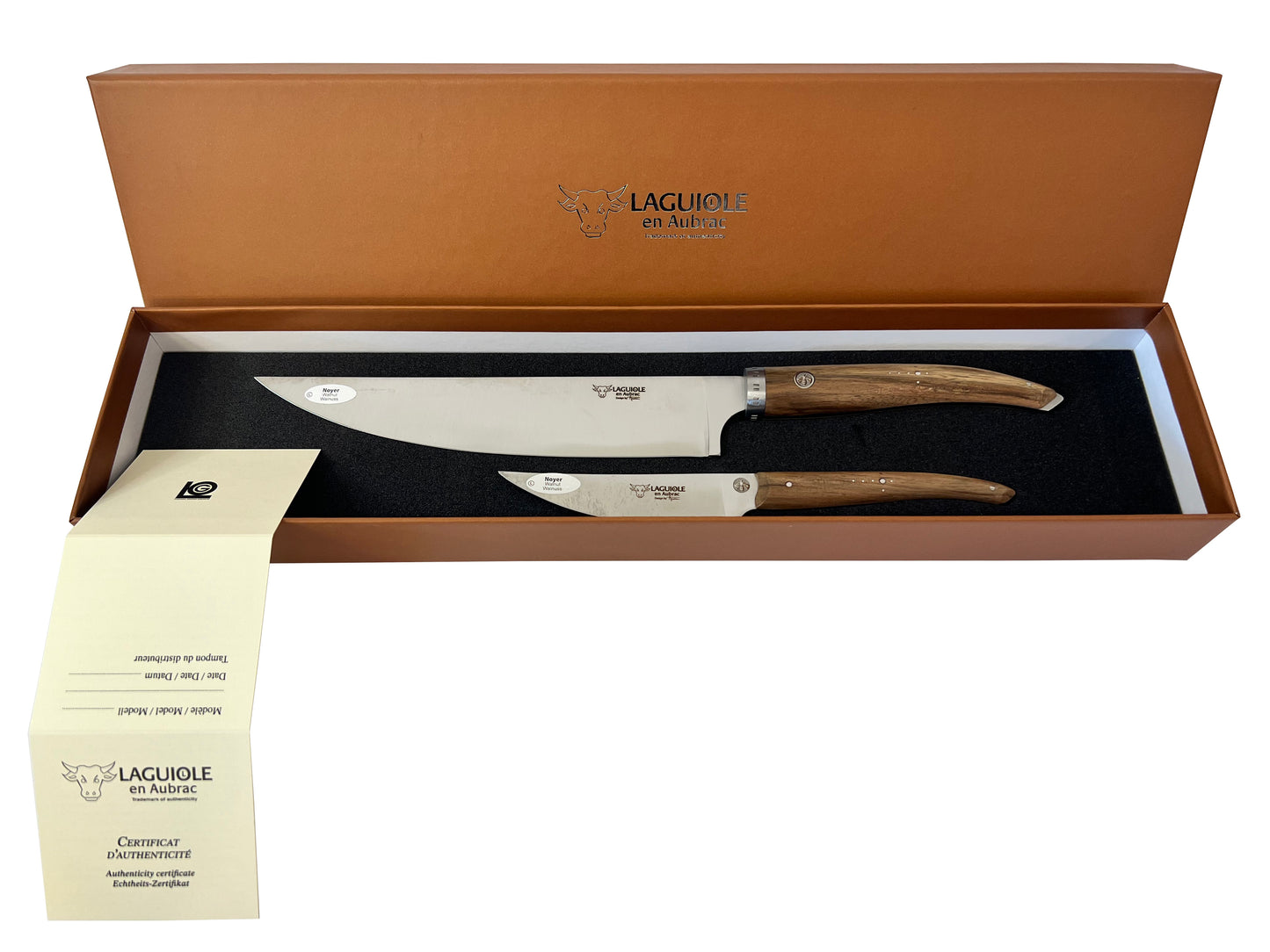 Laguiole en Aubrac Handcrafted 2-Piece Kitchen Knife Set with Walnut Wood Handles - LaguioleEnAubracShop